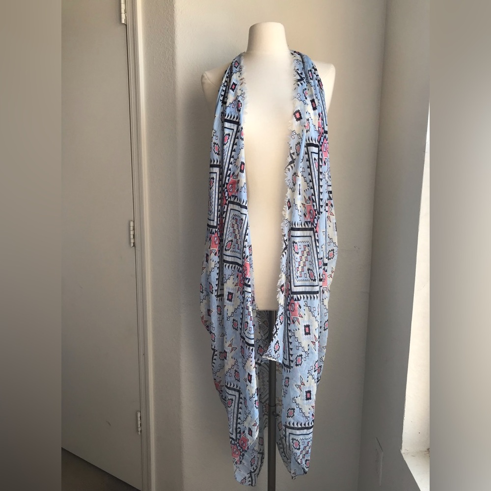 Boho Chic Kimono Aztec Sky Long Vest Duster Swimsuit Cover Up Sexy Fun Flirty